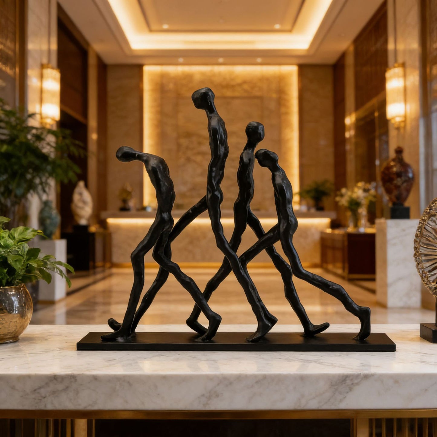 1pc Metal Abstract Humanoid Sculpture Art Piece
