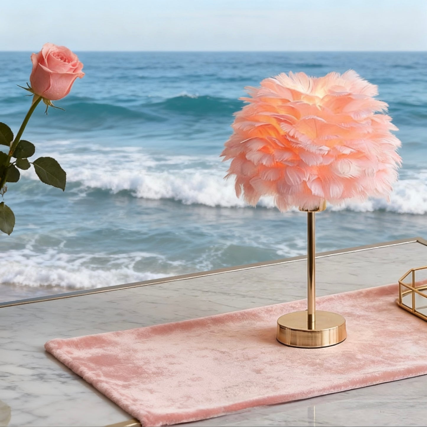 Artificial Feather Table Lamp