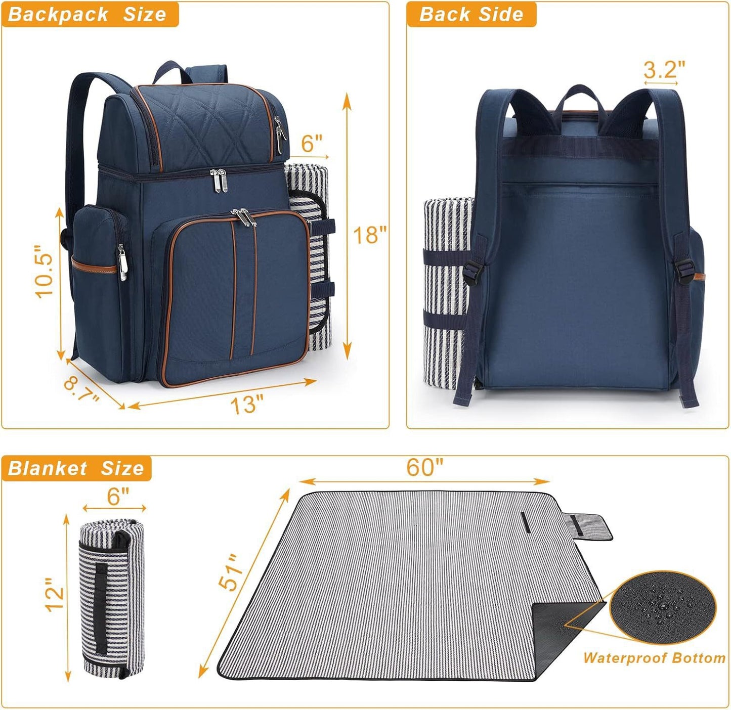 Picnic backpack for 4 people