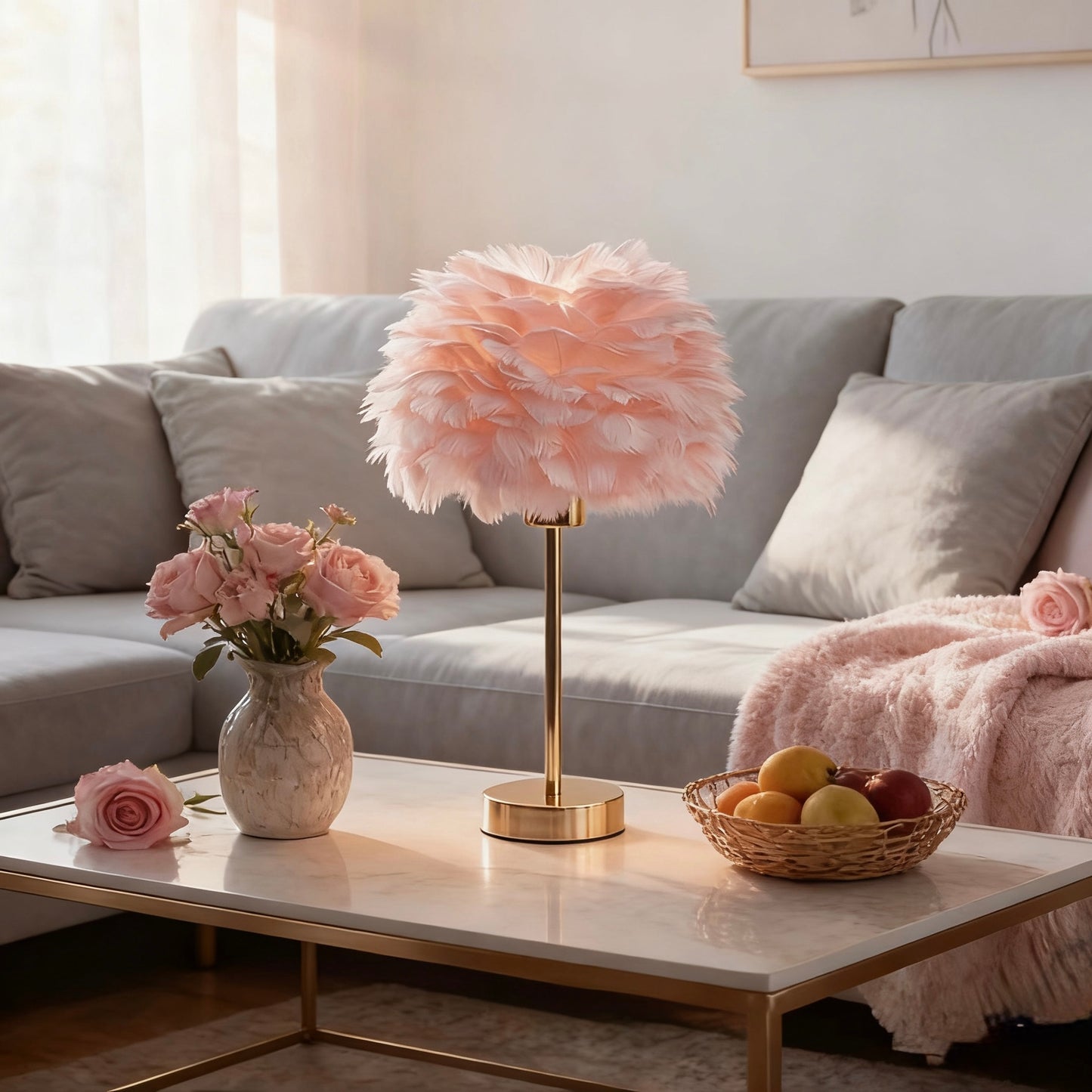 Artificial Feather Table Lamp