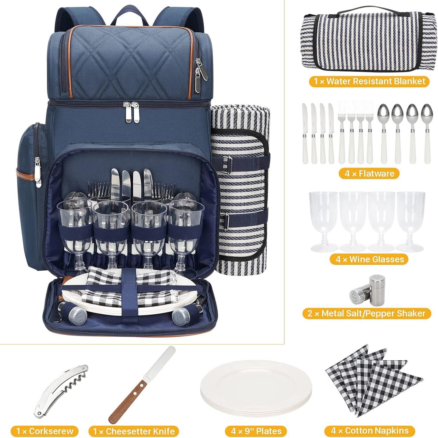 Picnic backpack for 4 people