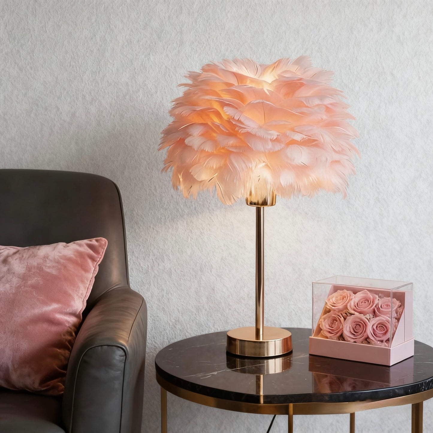 Artificial Feather Table Lamp