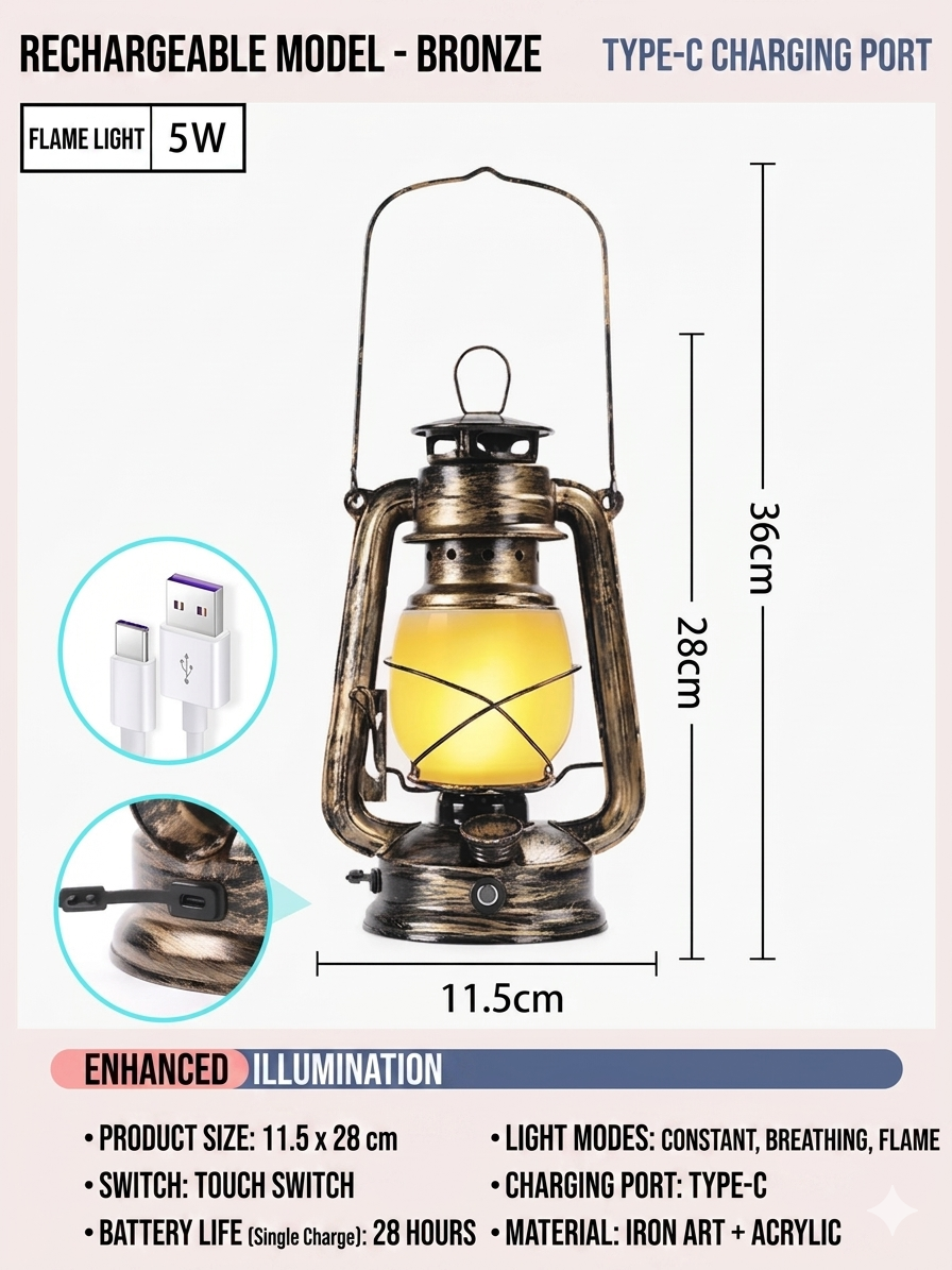 Old-Style Portable Glass Horse Lantern