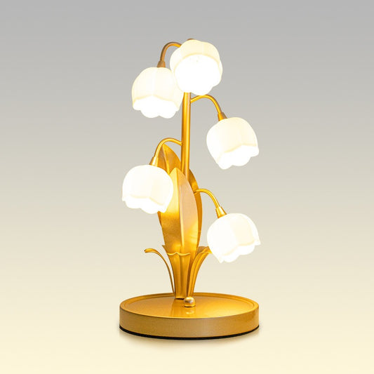 Golden Light Luxury Table Lamp Five Bell Orchid Flower