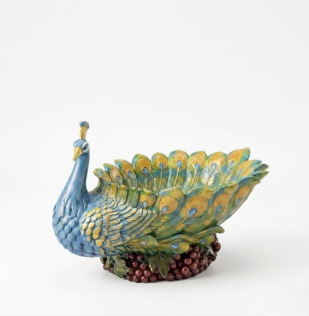 Resin Peacock Ornament with Storage for Small Items