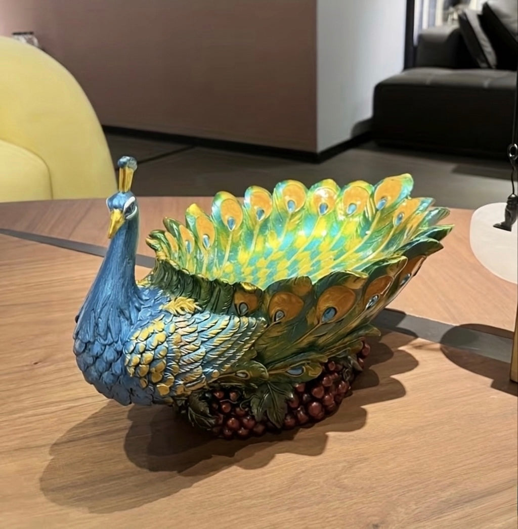 Resin Peacock Ornament with Storage for Small Items