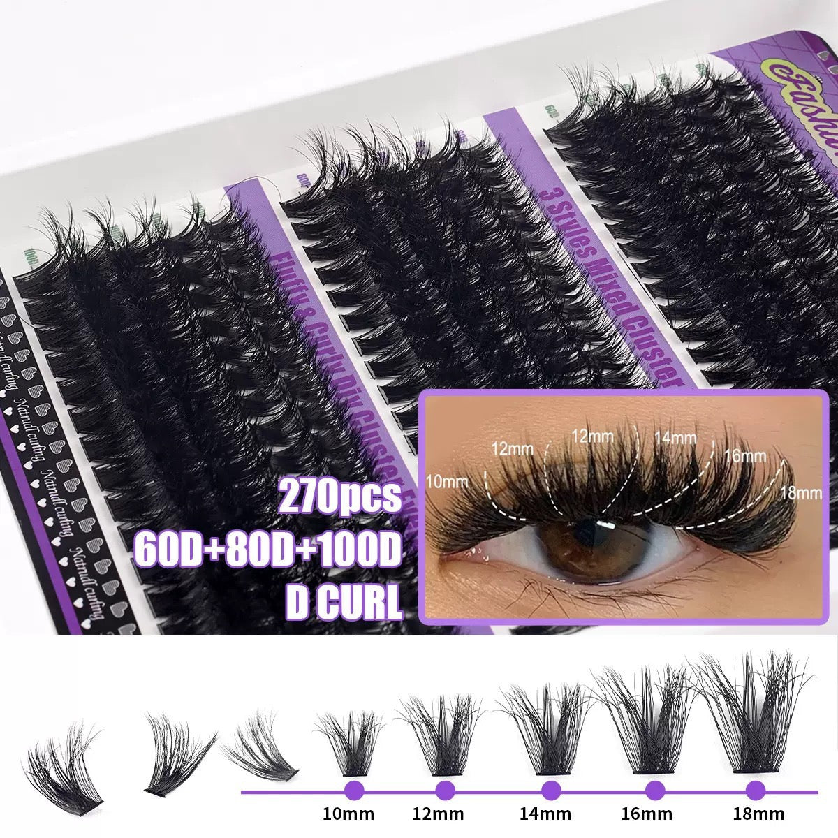 Natural D curl eyelashe extensions 10/12/14/16/18mm