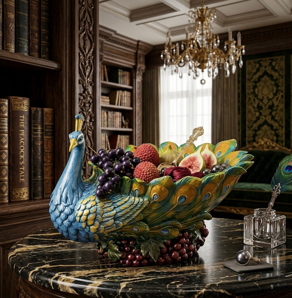 Resin Peacock Ornament with Storage for Small Items