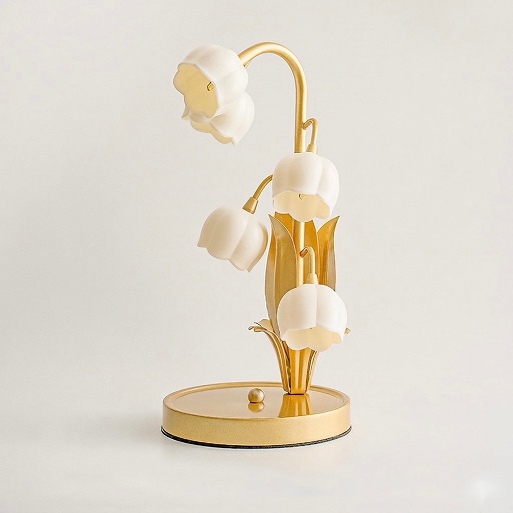 Golden Light Luxury Table Lamp Five Bell Orchid Flower