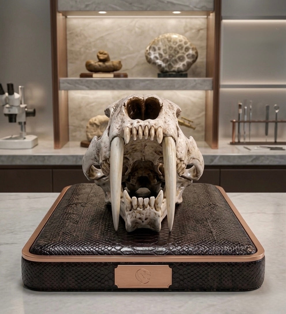 A Polyresin Model of a Saber-Toothed Tiger Skull for Home Decor