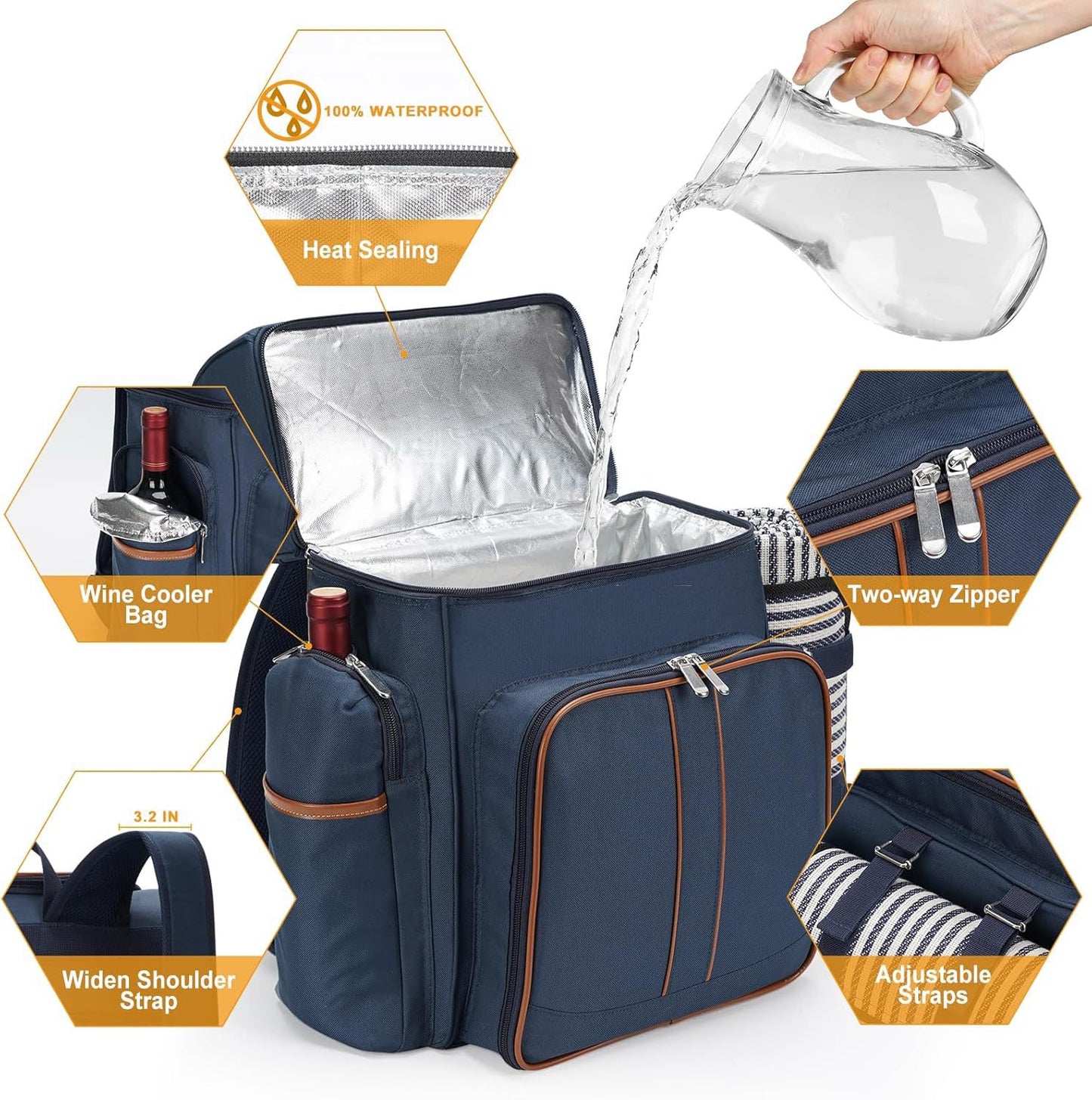 Picnic backpack for 4 people
